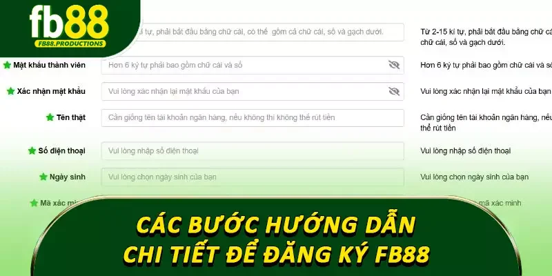 Các bước hướng dẫn chi tiết để đăng ký Fb88